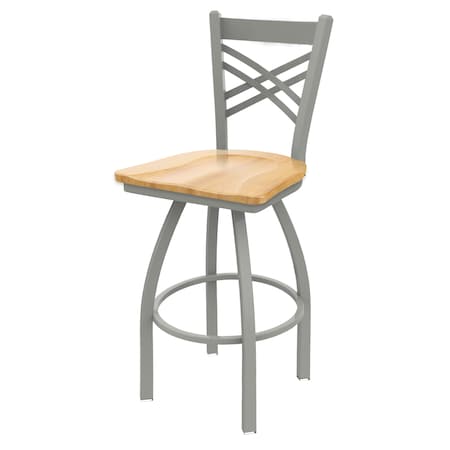 Holland Bar Stool Co 30" Swivel Bar Stool, Nickel Finish, Nat Maple Seat 82030ANNatMpl